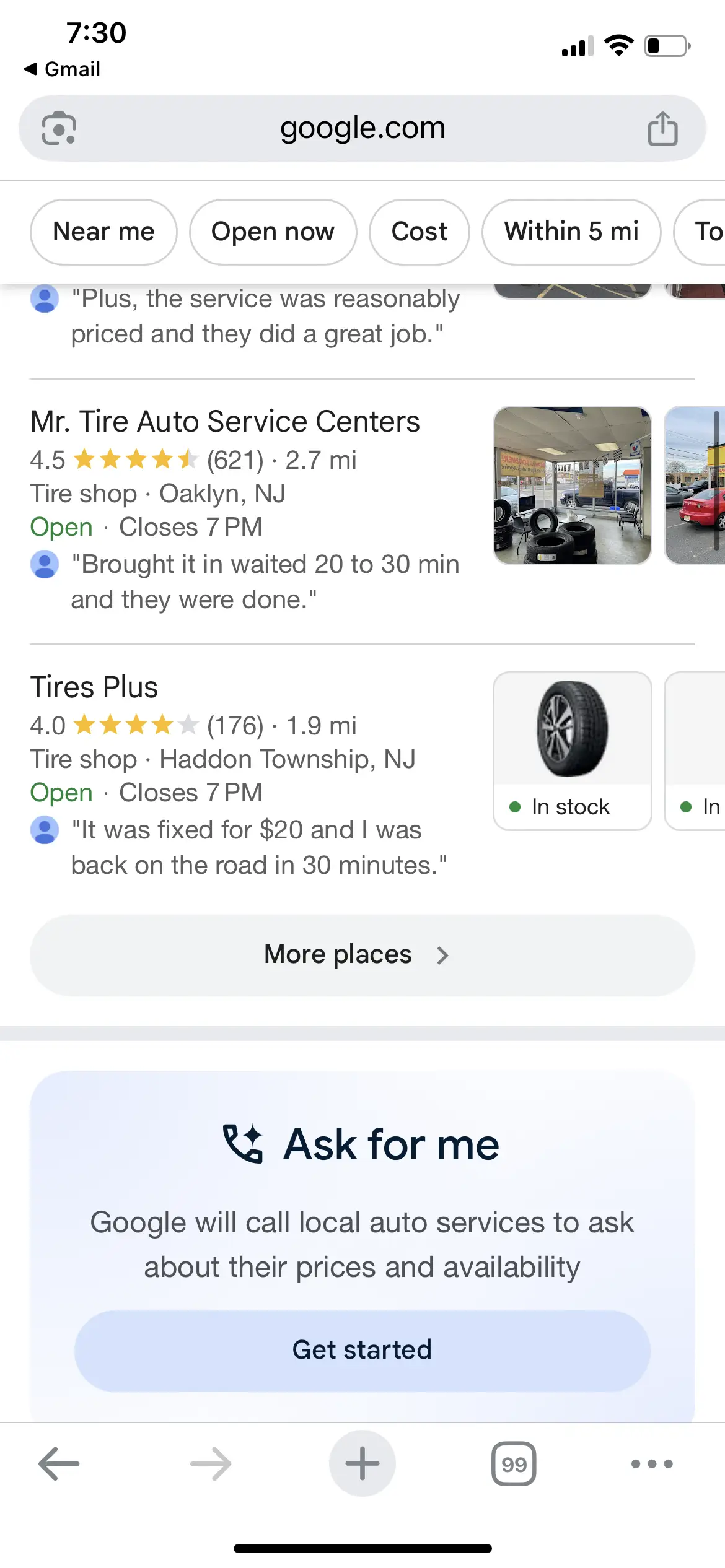 Screenshot of Google’s “Ask for me” feature on a phone